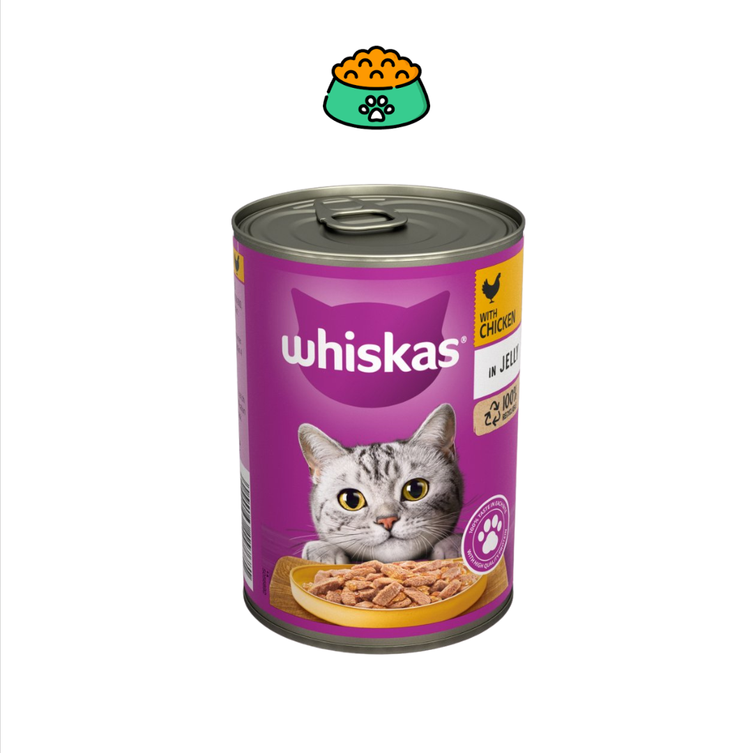 Whiskas Adult Wet Cat Food Chicken in Jelly Tin 400g