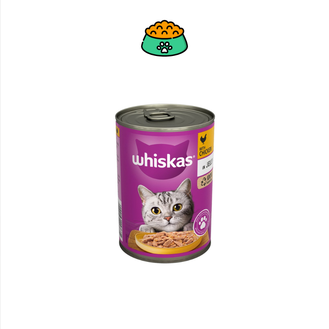 Can of Whiskas cat food on a white background