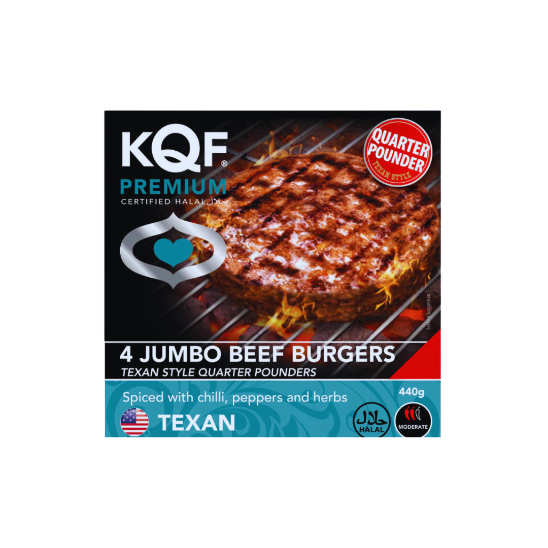 KQF 4 Jumbo Texan Quarter Pounder Beef Burgers