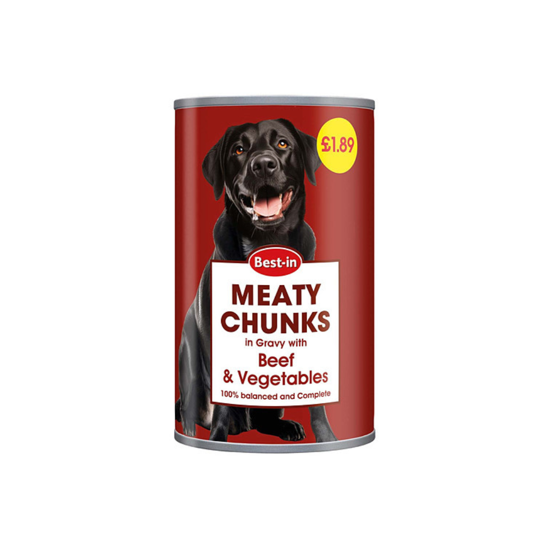 Best-in Meaty Chunks Dog Food in Gravy with Beef & Vegetables 1.2kg